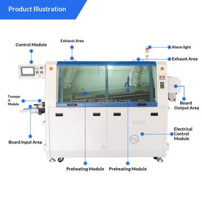 380V 60Hz SMT Mini-Automatische Doppelwellen-PCB Durchlöcher-Präzisions-Wellen-Lötmaschine Bleifrei mit PLC-Touchscreen-Steuerung